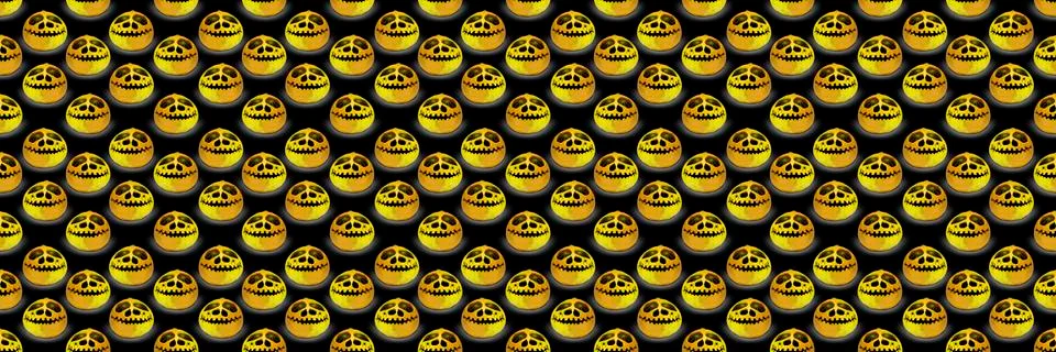 Seamless endless halloween pumpkin pattern. Festive background. Stock Illustration