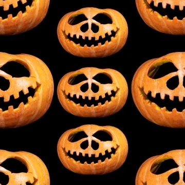 Seamless endless halloween pumpkin pattern. Festive background. Stock Photos