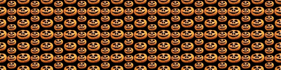Seamless endless halloween pumpkin pattern. Festive background. Stock Photos