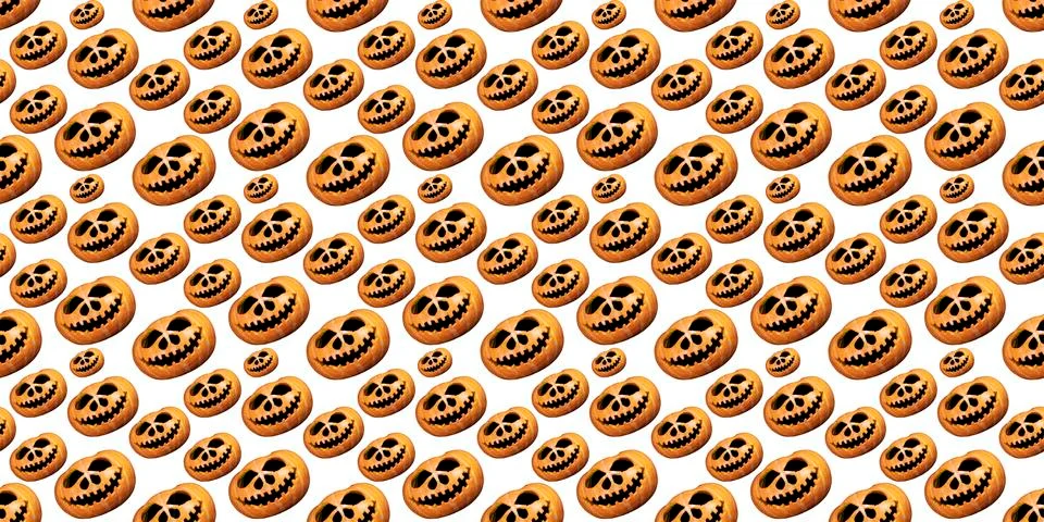 Seamless endless halloween pumpkin pattern. Festive background. Stock Photos