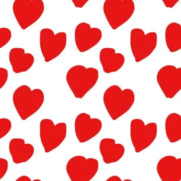Seamless endless infinity pattern of geometric red heart shapes. Drawing for Illustrazione stock