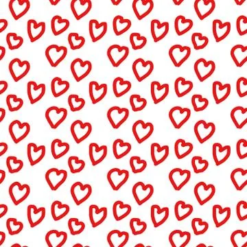 Seamless endless infinity pattern of geometric red heart shapes. Drawing for Illustrazione stock