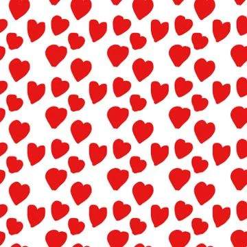Seamless endless infinity pattern of geometric red heart shapes. Drawing for Foto stock