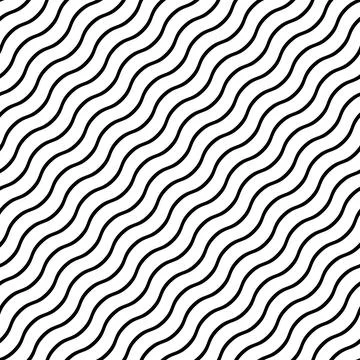 Seamless endless pattern in black diagonal wavy lines for design Stock Illustration