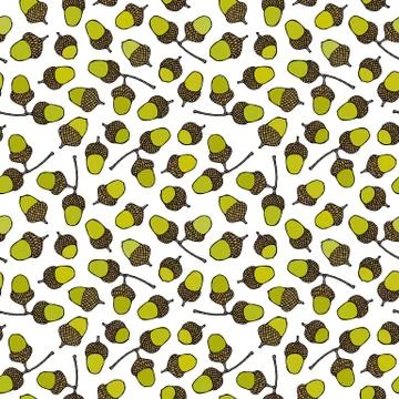 Seamless Endless Pattern of Green Acorns. Autumn or Fall Vegetable Harvest Co Stock Illustration