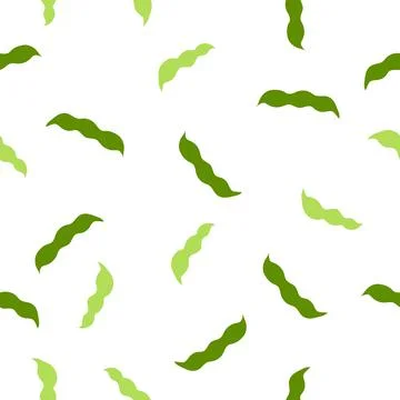 Seamless endless pattern with green bean peas vegetable in cartoon hand drawn Stock Illustration