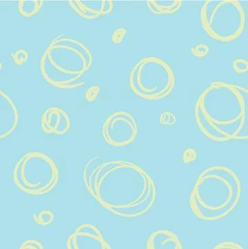 Seamless endless pattern of hand drawn circles of green color on a blue backg イラスト素材