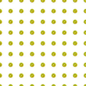 Seamless endless pattern of juicy green slices of kiwi fruit isolated on white Stock Illustration