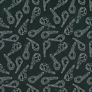 Seamless Endless Pattern with Lamb Ribs or Rack of Lamb. Meat Guide for Butch Stock Illustration