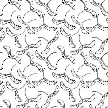Seamless Endless Pattern of Red Maple Seeds. Autumn or Fall Vegetable Harvest 스톡 일러스트