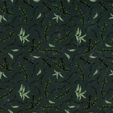 Seamless Endless Pattern of Rosemary Branch and Sage. Background with Aromati Stock Illustration