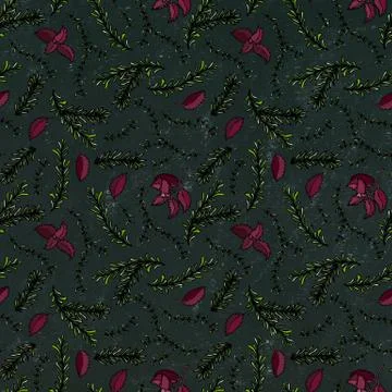Seamless Endless Pattern of Rosemary Branch, Basil and Sage. Background with  Stock Illustration