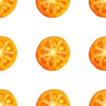 Seamless endless pattern of slices of juicy ripe red tomato. Design for wrapping Foto stock