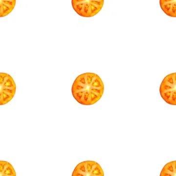 Seamless endless pattern of slices of juicy ripe red tomato. Design for wrapping Foto stock