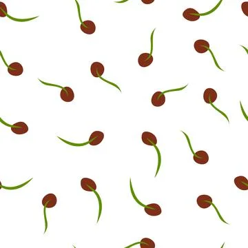 Seamless endless pattern with wheatgrass in cartoon hand drawn style on white Stock Illustration