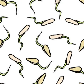 Seamless Endless Vector Illustration of Sprouting Seeds. Seedling Background, Illustration