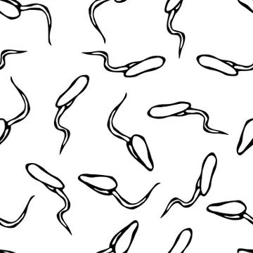 Seamless Endless Vector Illustration of Sprouting Seeds. Seedling Background, Illustration