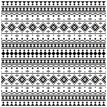 Seamless ethic pattern. Horizontal Motif. Stripe Tribal Pattern in black and Illustrazione stock