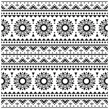 Seamless ethic pattern. Horizontal Motif. Stripe Tribal Pattern in black and Stock Illustration