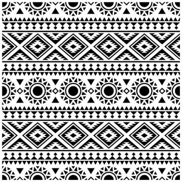 Seamless ethic pattern. Horizontal Motif. Stripe Tribal Pattern in black and Stock Illustration