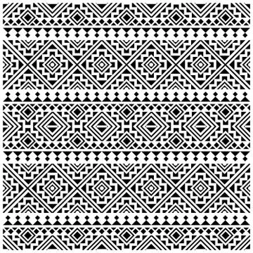 Seamless ethic pattern. Horizontal Motif. Stripe Tribal Pattern in black and Stock Illustration