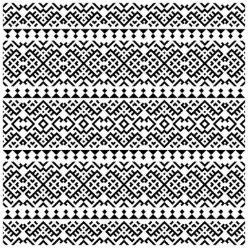 Seamless ethic pattern. Horizontal Motif. Stripe Tribal Pattern in black and Stock Illustration