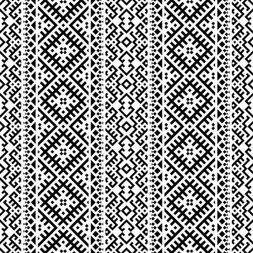 Seamless ethic pattern. Horizontal Motif. Stripe Tribal Pattern in black and  Stock Illustration