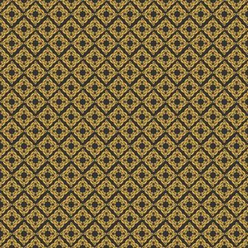 Seamless ethnic batik pattern with gold and black geometric style Stock Illustration