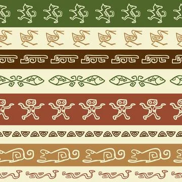 Seamless ethnic color pattern with animality ornament. Stock Illustration