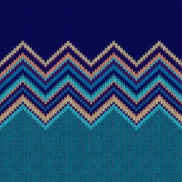 Seamless Ethnic Geometric Knitted Pattern. Style Blue Yellow Gre Stock Illustration