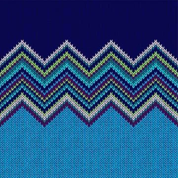 Seamless Ethnic Geometric Knitted Pattern. Style Blue White Gree Stock Illustration