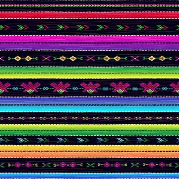 Seamless ethnic mexican fabric pattern with colorful stripes. Stock Illustration