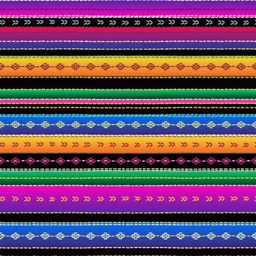 Seamless ethnic mexican fabric pattern with colorful stripes Illustrazione stock