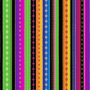 Seamless ethnic mexican fabric pattern with colorful stripes Stock Illustration