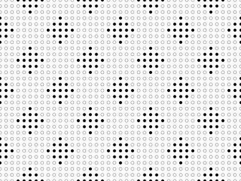 Seamless ethnic motif pattern of circular black dots surrounded by white circles Stock Illustration