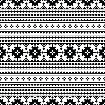 Seamless ethnic ornament pattern with abstract geometric. Border illustration. Stock Illustration