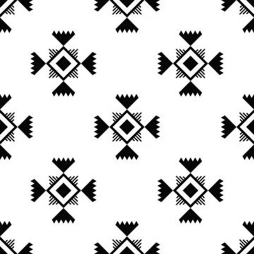 Seamless ethnic ornament repeat pattern with abstract geometric. Stock Illustration