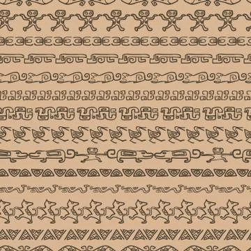 Seamless ethnic pattern with archaeological ornament. Stock Illustration