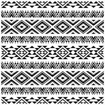 Seamless ethnic Pattern in aztec style black white color Stock Illustration