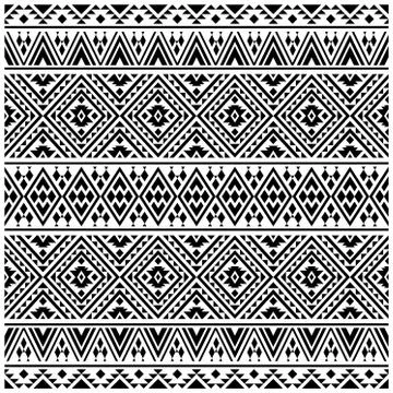 Seamless ethnic Pattern in aztec style black white color Illustrazione stock