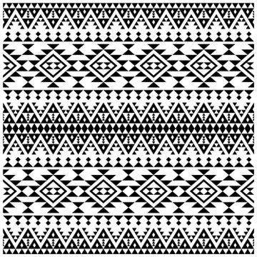 Seamless ethnic Pattern in aztec style black white color Stock Illustration