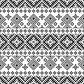 Seamless ethnic pattern in black and white color. Aztec tribal vector design Stock Illustration