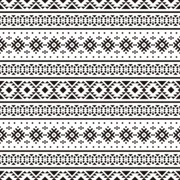 Seamless Ethnic Pattern in black and white color. Tribal Aztec Pattern Illustrazione stock