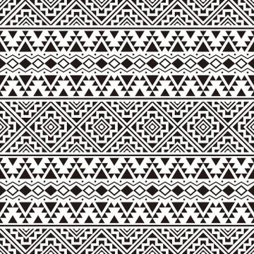 Seamless Ethnic Pattern in black and white color. Tribal Aztec Pattern Illustrazione stock