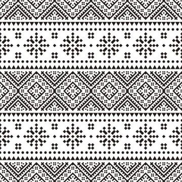 Seamless Ethnic Pattern in black and white color. Tribal Aztec Pattern Stock Illustration