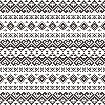 Seamless Ethnic Pattern in black and white color. Tribal Aztec Pattern Stock Illustration