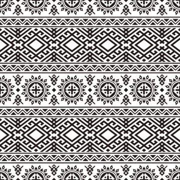 Seamless Ethnic Pattern in black and white color. Tribal Aztec Pattern Stock Illustration