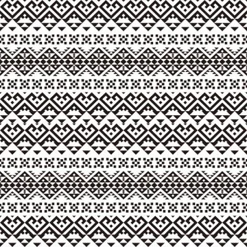 Seamless Ethnic Pattern in black and white color. Tribal Aztec Pattern Stock Illustration