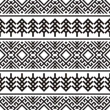 Seamless Ethnic Pattern in black and white color. Tribal Aztec Pattern Stock Illustration