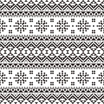 Seamless Ethnic Pattern in black and white color. Tribal Aztec Pattern Stock Illustration